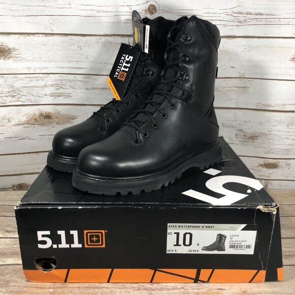 NEW 5.11 Apex Waterproof 8" Leather Boots Mens Size 10 Combat Military Black - Picture 1 of 14